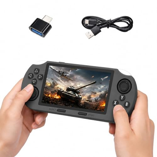 Whatsko Console di Gioco, Console Retrò, Console Portatile con schermo IPS da 4,5 pollici e numerosi Giochi Preinstallati, 64 GB, 3000 mAh, video/musica/e-book/TV (Nera)