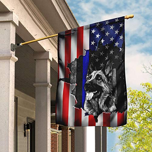 Parteifahne Perfekte Hofflagge Langlebig Dekorative Fahnen Décor Für Veranda Porch Lawn K-9-Einheit Niedliche Hunde-Amerikanische Flagge 30x45cm
