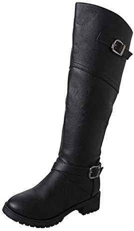Stivali Donna Invernali Alti Outdoor Elegante Casual Boots Pelle Comode Piatto Scarpe Antiscivolo retrò Romano Stile Vintage Tronchetti Caldo Impermeabili Stivaletti da Neve