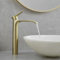 Gold Wasserhahn Bad Waschtischarmatur, Badarmatur Hoch Wasserfall Armatur für Waschbecken im Badezimmer, Messing