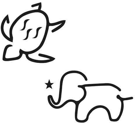 Inkster Tattoo - Kleine Schildkröte & Kleiner Elefant Tattoo Doppelpack | Temporäres Tattoo mit EU-Kosmetikzertifizierung - das Original | wasserfest + vegan | revolutionäres 2-Wochen-Tattoo