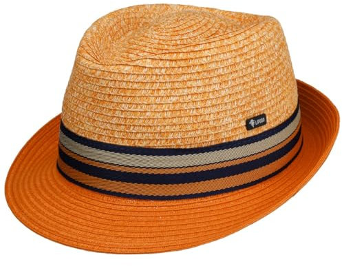 Lipodo Chapeau en Paille Corinaldo Trilby Homme - Made in Italy D'Ete avec Ruban Gros Grain Ete Printemps-ete - L (58-59 cm) Orange
