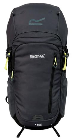 Regatta Herren Damen Unisex Rucksack Highton V2 45L, Farbe:Grau, Artikel:-28P black/seal grey