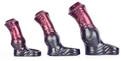 3 Größen Realistischer Animal Horse Penis kondom mit Hodenring Fewarq Silikon Penishülle Penis Sleeve Cock Vergrößerung G-Punkt Extender Penismanschetten Penissleeve Erotik Sex Toy für Männer(L)