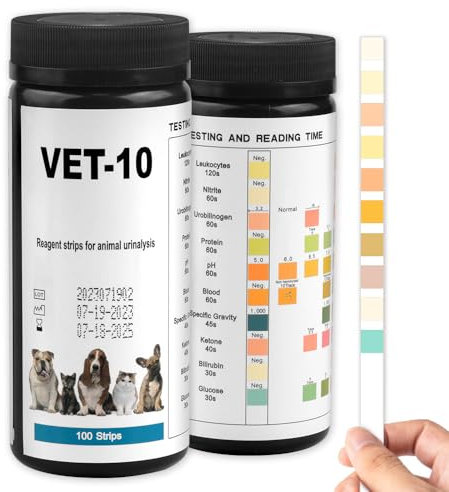 10-Parameter Cat & Dog Urine Test Strips 100pcs, Cat & Dog UTI Test Kit, Urinalysis Reagent Strips: Glucose, Specific Gravity, pH