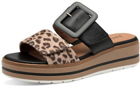 Jana Damen Pantoletten mit Schnalle Vegan, Mehrfarbig (Leopard), 37 EU