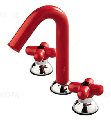 Rubinetto Lavandino Bagno 3 Fori Rosso Rotazione 360° 2 Modalità Rubinetto Bagno Doppio Comando,rosso