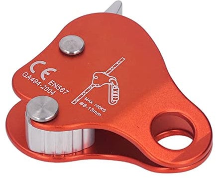 equlup Kletterseilgreifer, selbstsichernder Stopp-Abseilgerät aus Aluminiumlegierung, 8-13 mm Kletterseilgreifstopper für Klettern im Freien, Bergsteigen (Orange)