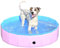 CACSPS Piscine Pliante pour Chien 100x30 cm - Piscine pour Enfants en Plastique Rigide Pliable pour Chiens et Enfants, Baignoire antidérapante pour Animaux de Compagnie (Rose)