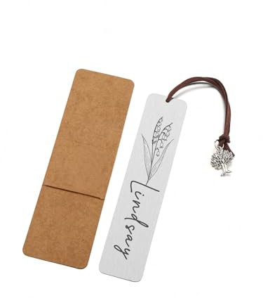 Zysta Lesezeichen Personalisiert Name & Geburtsblumen Gravur Bookmark Buchzeichen mit Lebensbaum Edelstahl Buch Zubehör für Abitur Studenten Geschenk