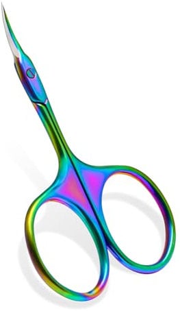CGBE Professional Curved Cuticle Scissors, Super Sharp Stainless Steel, Small Beauty Scissors for Cuticles, Dead Skin, Eyebrows, and Eyelashes, Colorful