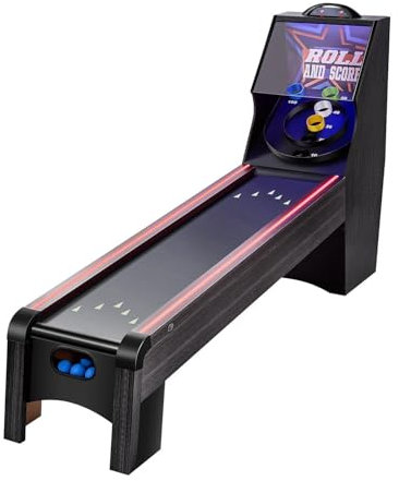 VEVOR 9 Fuß Roll und Score klassischer Arcade-Spieltisch, Indoor-Spielset mit elektronischer LED-Punkteanzeige, automatischer Ballrückgabe für Hausparty Vier Bälle enthalten
