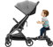 Donened - Buggy Board mit Sitz, Schwarz Kiddy Board Trittbrett, Universal Stehbrett für Alle Kinderwagen, 360°Zweirad Design, Kinderwagen Zubehör, für Kinder von 3 bis 7 Jahren, bis Belastung 25kg