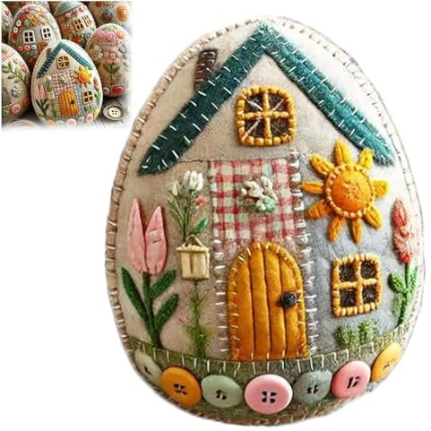 Lipwort 3 Stile Ostern Basteln für Erwachsene, Patchwork Filz Eierhaus DIY Kit, Ostern Handwerk Dekoration mit Materialpaket, für Anfänger, Kinder, Erwachsene (A-1pc)