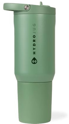 HydroJug Sport - Stainless Steel Tumbler with Straw, Vacuum Insulated, 20oz Leakproof Water Bottle, Ergonomic Design, Reusable, Dishwasher Safe, Rubber Base, Durable for Gym or Outdoors, Sage