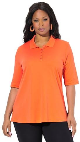 Ulla Popken Damen große Größen Übergrößen Plus Size Poloshirt, Classic, Pima Cotton, Polokragen, Halbarm rosenkoralle 46+ 820757510-46+