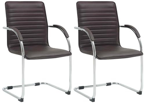 CLP 2er Set Besucherstühle Tira Kunstleder I Freischwinger Mit Gepolsterter Sitzfläche, Farbe:braun