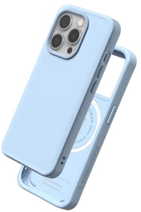 RhinoShield Hülle kompatibel mit MagSafe für [iPhone 15 Pro Max] | SolidX – Schlankes, stoßdämpfendes Schutzcase mit verstärktem Design und 3,5 m Fallschutz – Gletscherblau
