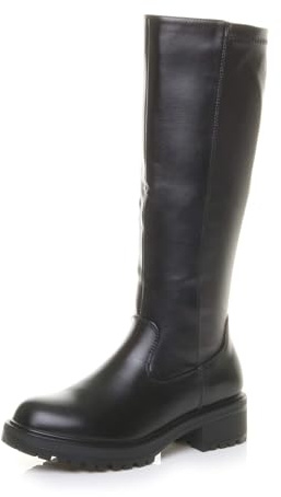 AJVANI Womens ladies low heel chunky sole zip stretchy elastic riding boots size