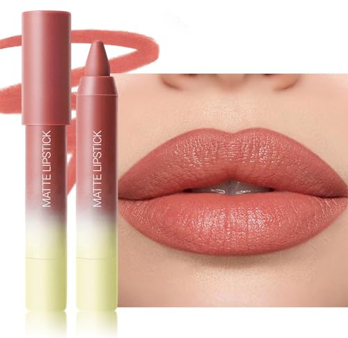 Erinde Matte Lip Crayon, Drehbarer Lippenstift mit Samtig-Cremiger Textur, Wischfest und Langanhaltend Lipstick, Feuchtigkeitsspendend, Praktischer Lip Contour Stick für Unterwegs #02