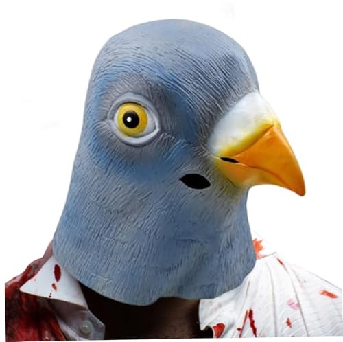 Grtheenumb Halloween-Maske, Taubenmaske, Latex-Vollkopfvogel mit Luftlöchern, Tauben-Halloween-Kostüme für Kostümparty, Cosplay