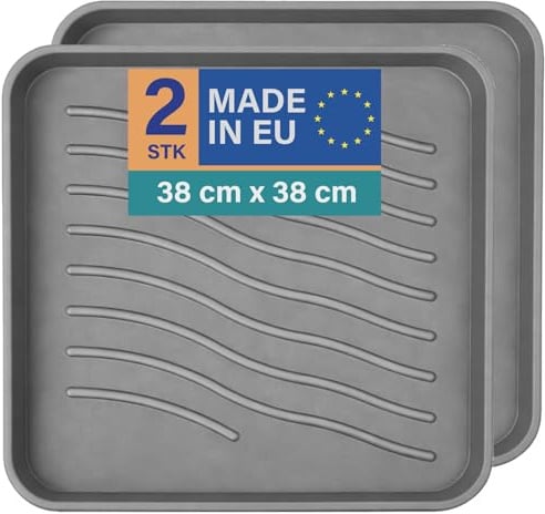 Bestlivings Schuhabtropfschale 2er-Pack, 38x38 cm, Anthrazit, wasserdicht | Kompaktes Format, hoher Rand, robuste Schuhwanne aus Kunststoff, leicht abspülbar, Universalablage für Haus, Tier & Garten