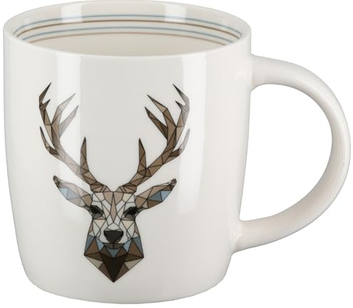 GILDE - 62713 - Kaffeebecher, Othello, Hirsch, Porzellan, 9cm x 9cm 12cm, 380ml