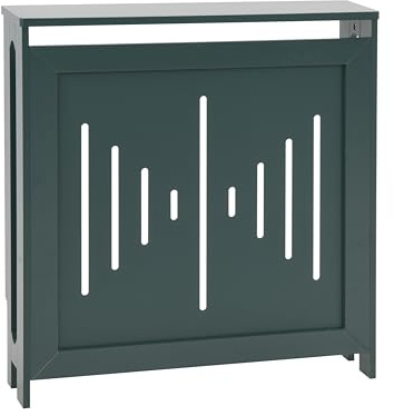 Furnihaus Joseph Green Radiator Cover, Bottle Green Wooden Radiator Covers for Living Room, Hallway and Bedroom, Modern MDF Radiator Cabinet with Slatted Front, 78 x 81.5 x 19 cm, Small