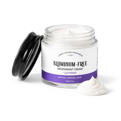 Deocreme mit Lavendel 70g, Deo ohne Aluminium für Damen und Herren, sanftes Deodorant für Achseln, langanhaltende Frische, leichte nicht fettende Deo Creme gegen Schweißgeruch, für Alltag Sport Reise