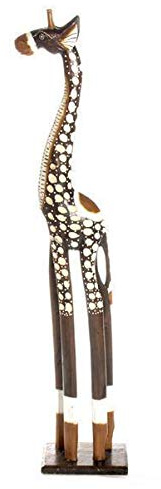 Ciffre 180cm Holz Giraffe Holzgiraffe Deko Afrikanischer Stil im Antik Look Handarbeit aus Bali