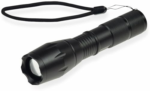 ChiliTec LED Fokus Taschenlampe Zoom 350 Lumen Camping Outdoor einstellbarer Taktisch 136x37mm schwarz (1 Stück, 10W) | Taktische Leuchte, einstellbarer Fokus 136x37mm schwarz