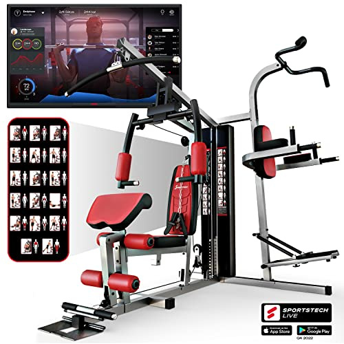 Sportstech HGX100/HGX200/HGX300 - La Única Estación de Fuerza Premium para un Entrenamiento Variado en Casa, con Escalador o Prensa de Piernas. Hecha de Material EVA, tu Estación de Fitness Doméstica