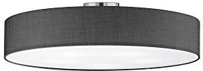 lightling modern Deckenleuchte in nickel matt, Stoffschirm anthrazit, 5 x E27 max. 60W, ø 65 cm, Höhe: 17 cm