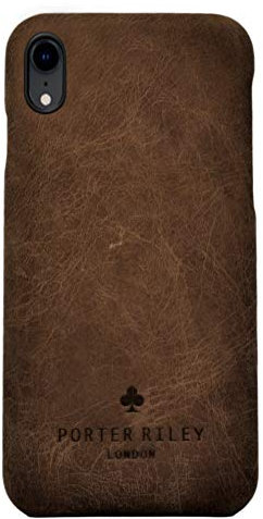Porter Riley - Lederhülle für iPhone XR. Premium Ultra Dünn Echtleder Cover/Ledertasche/Backcover kompatibel mit iPhone XR (Schokoladenbraun)