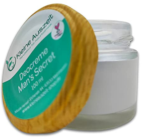 Kleine Auszeit Manufaktur, Deocreme Man's Secret, hochwirksam ohne Aluminiumsalze oder Alkohol, vegan, palmölfrei und plastikfrei, 30 ml