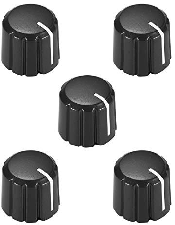 sourcing map 5pcs Potentiometer Control Knobs for Electric Guitar Acrylic Volume Tone Knobs Black D Type 4x6mm