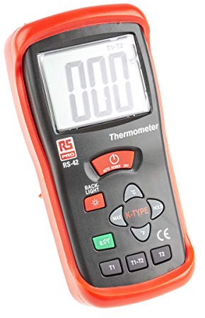 RS PRO Digital Thermometer, RS42, 2-Kanal bis +1300 °C, +2000°F ±0,5% + 1 °C, ±0,5% + 2 °F max, Messelement Typ K