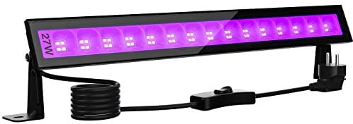 Onforu 2 er 27W LED Schwarzlicht, UV Strahler mit Schalter, IP66 Wasserdicht Schwarzlichtlampe, UVA 400 nm Black Light Flutlicht für 50 qm Raum, Fluter für Neonfarbe, Halloween, Party Deko,Disco