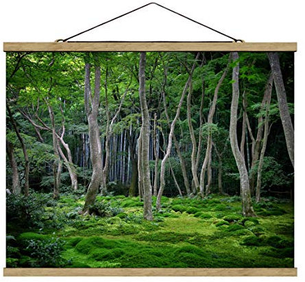 Stoffbild mit Posterleisten - Japanischer Wald - Querformat 60 x 80cm Eiche