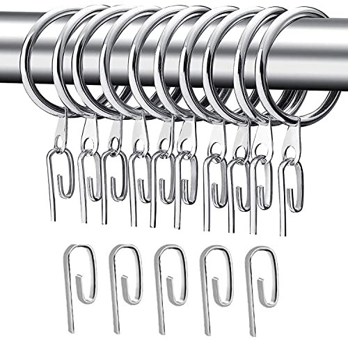 Metal Curtain Rings Drapery Curtain Hanging Rings with Metal Curtain Hooks for Curtains and Rods, 30 mm Internal Diameter(24 Sets)……