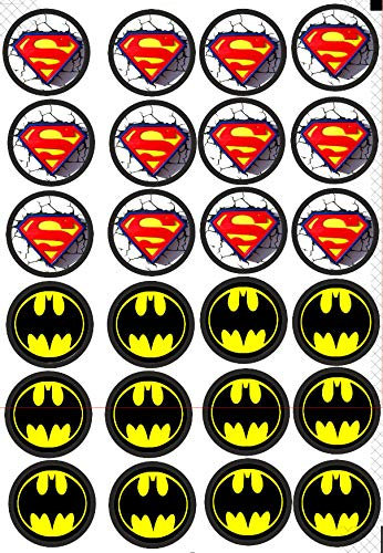 24 Muffin & Cupcake Aufleger Premium Esspapier Batman Superman C1