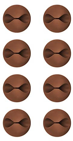 CHEFBEE Paquete de 8 clips de cable, organizador de cables, sistema de soporte de alambre autoadhesivo, clips de alambre multiusos para todos tus ordenadores, eléctricos, de carga o de ratón (café)