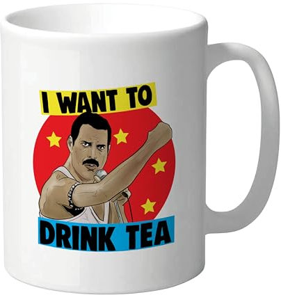 Funny Mug - I Want to Drink Tea' Rock Star Inspired Coffee Cup – 11oz Ceramic for Music Fans, Tea Lovers, Birthday - CMUG14