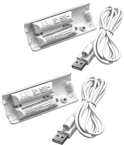 vhbw 2X Akku kompatibel mit Nintendo Wii U Remote Plus Gamepad Controller (400 mAh, 2,4 V, NiMH)