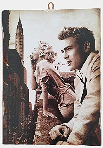 KUSTOM ART Bild im Vintage-Stil, Marilyn Monroe & James Dean, Druck auf Holz, verschiedene Größen