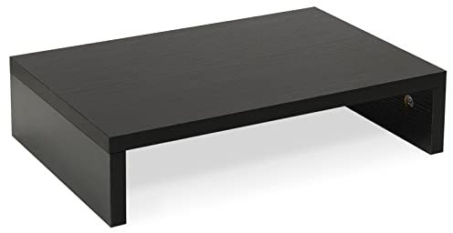 TEAMIX - Supporto per monitor in legno per scrivania TV/schermo/PC/stampante/laptop Riser supporto per computer da scrivania nero