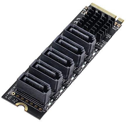 cablecc NGFF NVME M-Key PCI Express auf SATA 3.0 6 Gbps 5 Ports Adapter Konverter Festplattenerweiterung Karte JMB585 2280