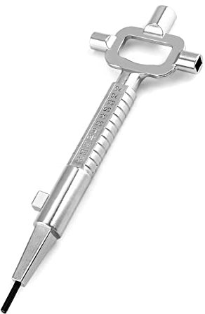 QWORK® Universal Bauschlüssel, Architektenschlüssel, Baustellenschlüssel mit Zylinder-Messlehre, Schaltschrankschlüssel, Zinklegierung
