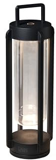 Konstsmide LED Designer-Laterne Otranto | schwarz | Indoor/Outdoor | Aluminum/Glas | 2 Lichtfarben | dimmbar | Akkulaufzeit bis zu 20h | 7823-750, 15 cm (L)/15 cm (B)/44 cm (H)