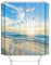 OCEUMACO 3D Strand Motiv Duschvorhang 200x200 Blau Meer Landschaft Shower Curtains Textil Antischimmel Wasserdicht Vögel Sonnenuntergang Duschvorhänge Badewanne Stoff aus Polyester Waschbar
